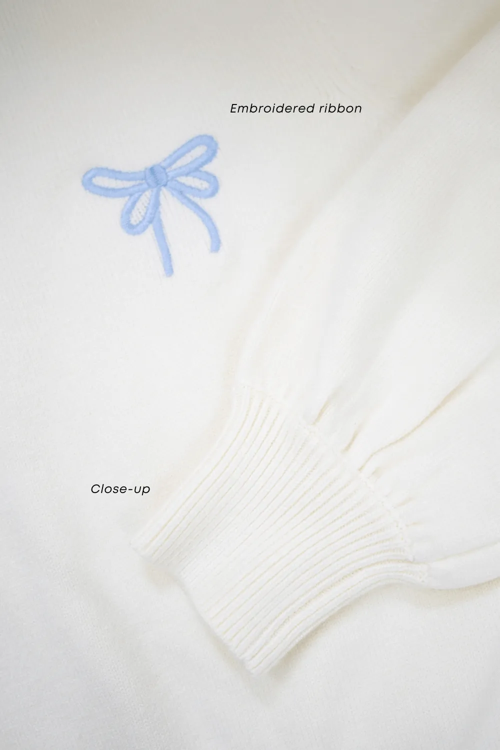 ALLURE RIBBON SWEATER IN WHITE