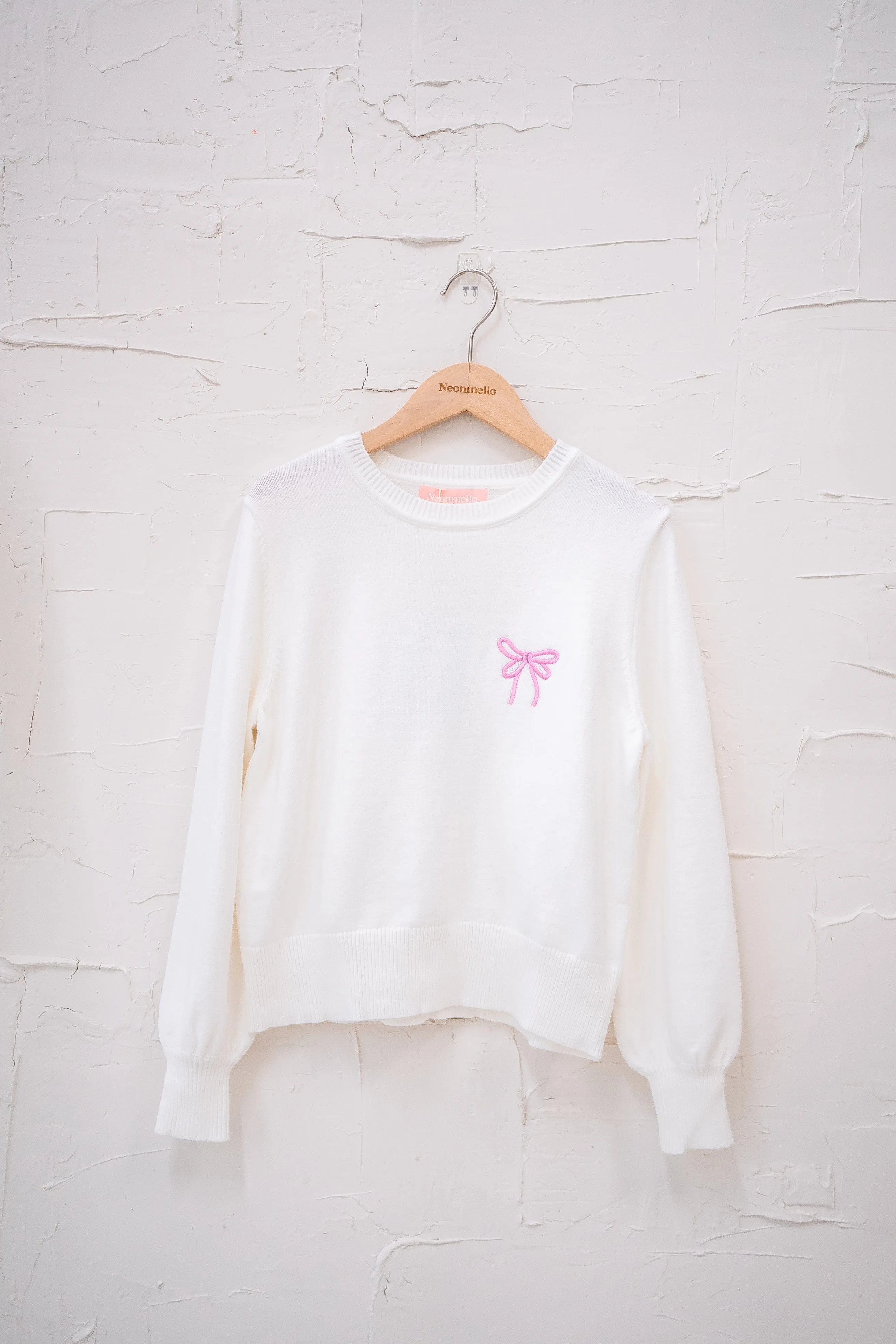 ALLURE RIBBON SWEATER IN WHITE