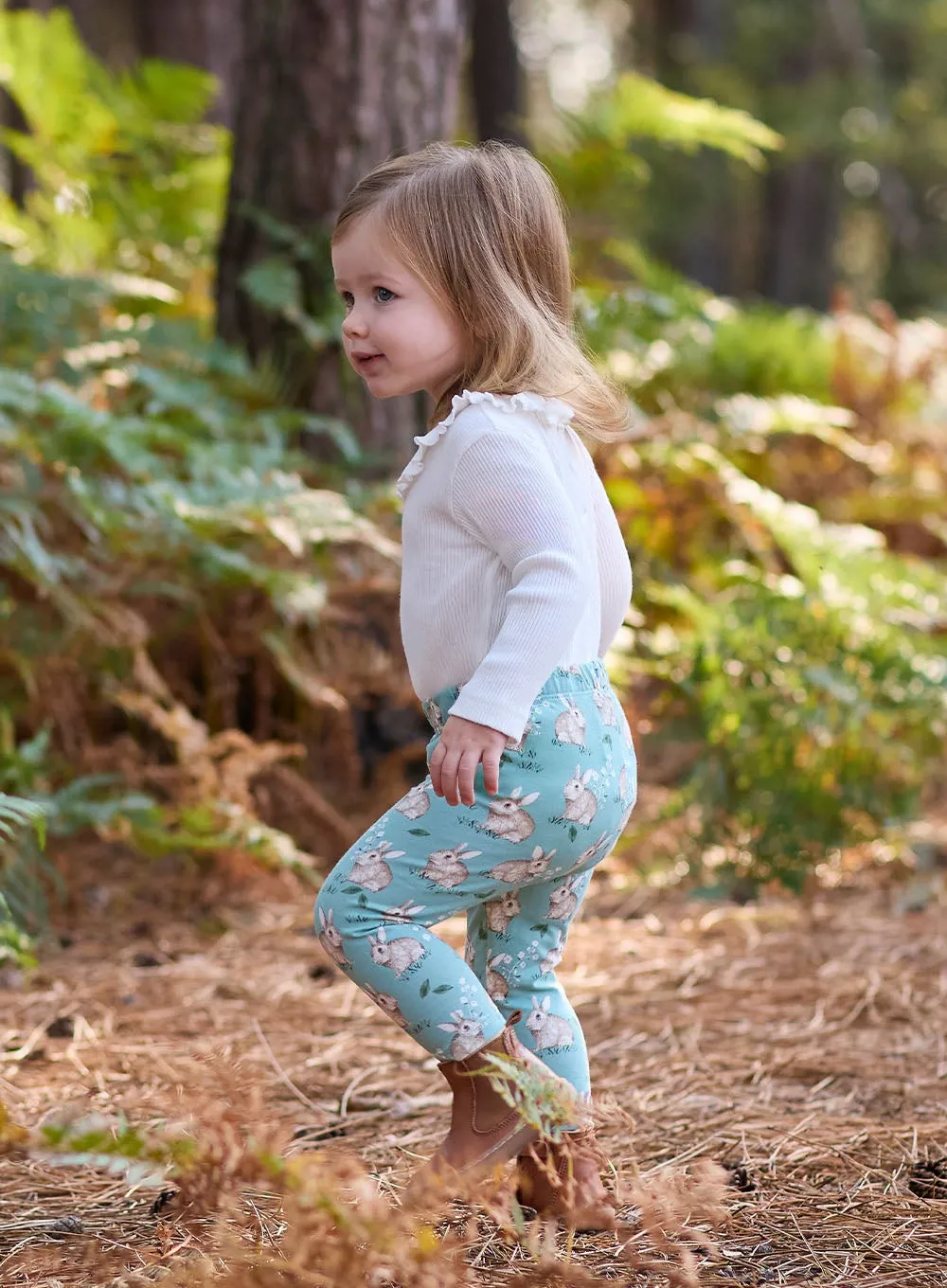 Baby Jersey Leggings in Pale Green Bunny