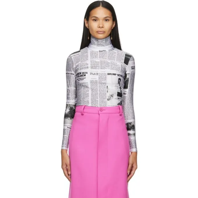 Balenciaga White Happy News Turtleneck