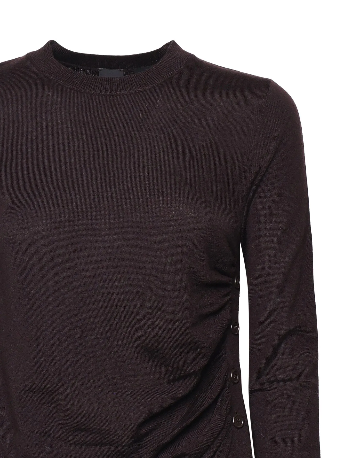 Brown Tricot Wool Sweater with Collar
