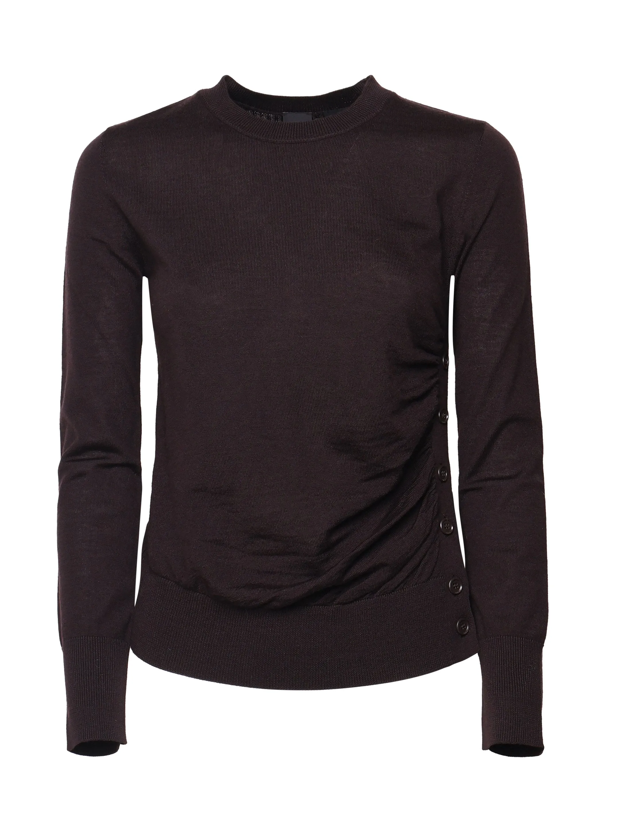 Brown Tricot Wool Sweater with Collar