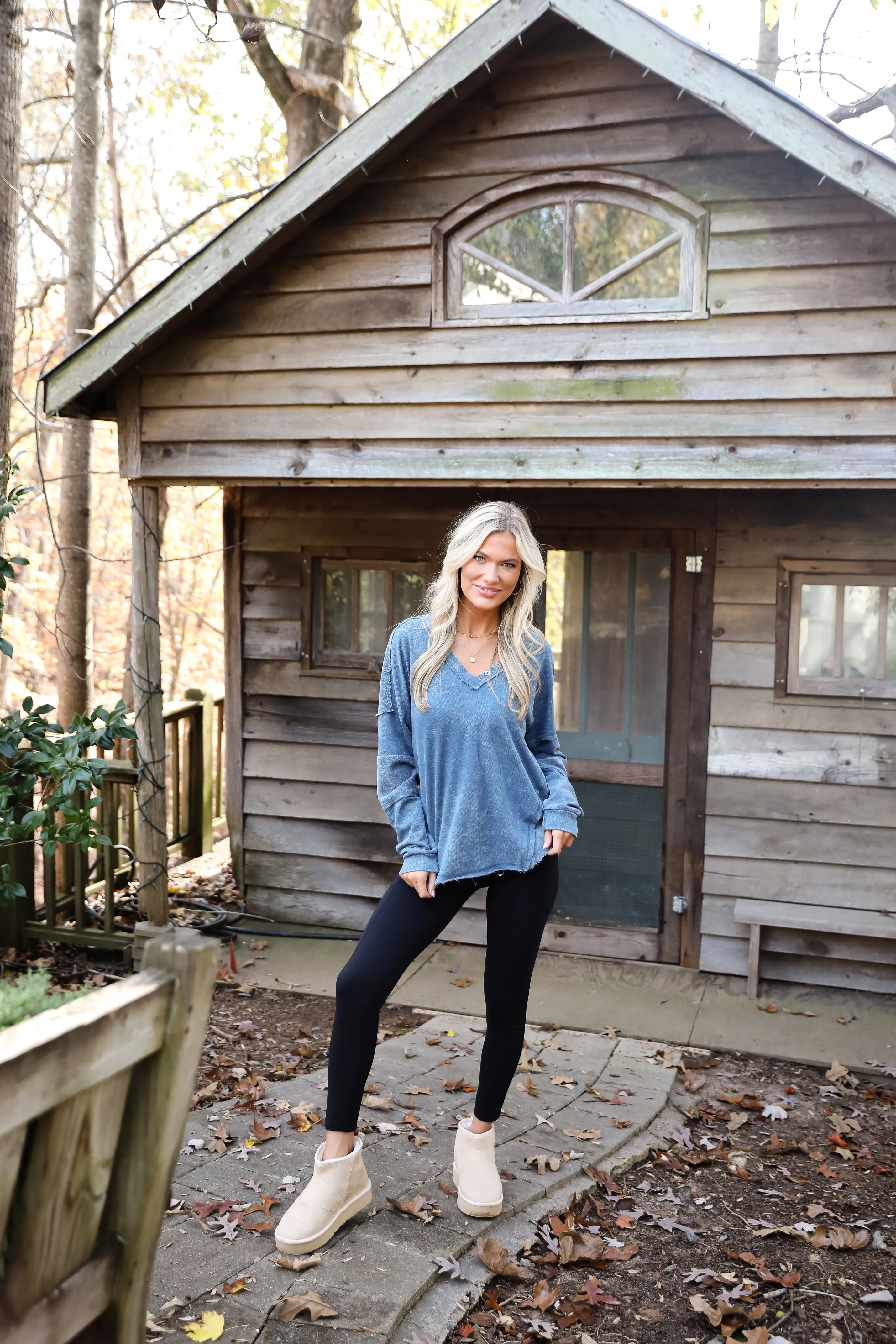 FINAL SALE - Amazing Memories Denim Knit Top - DOORBUSTER