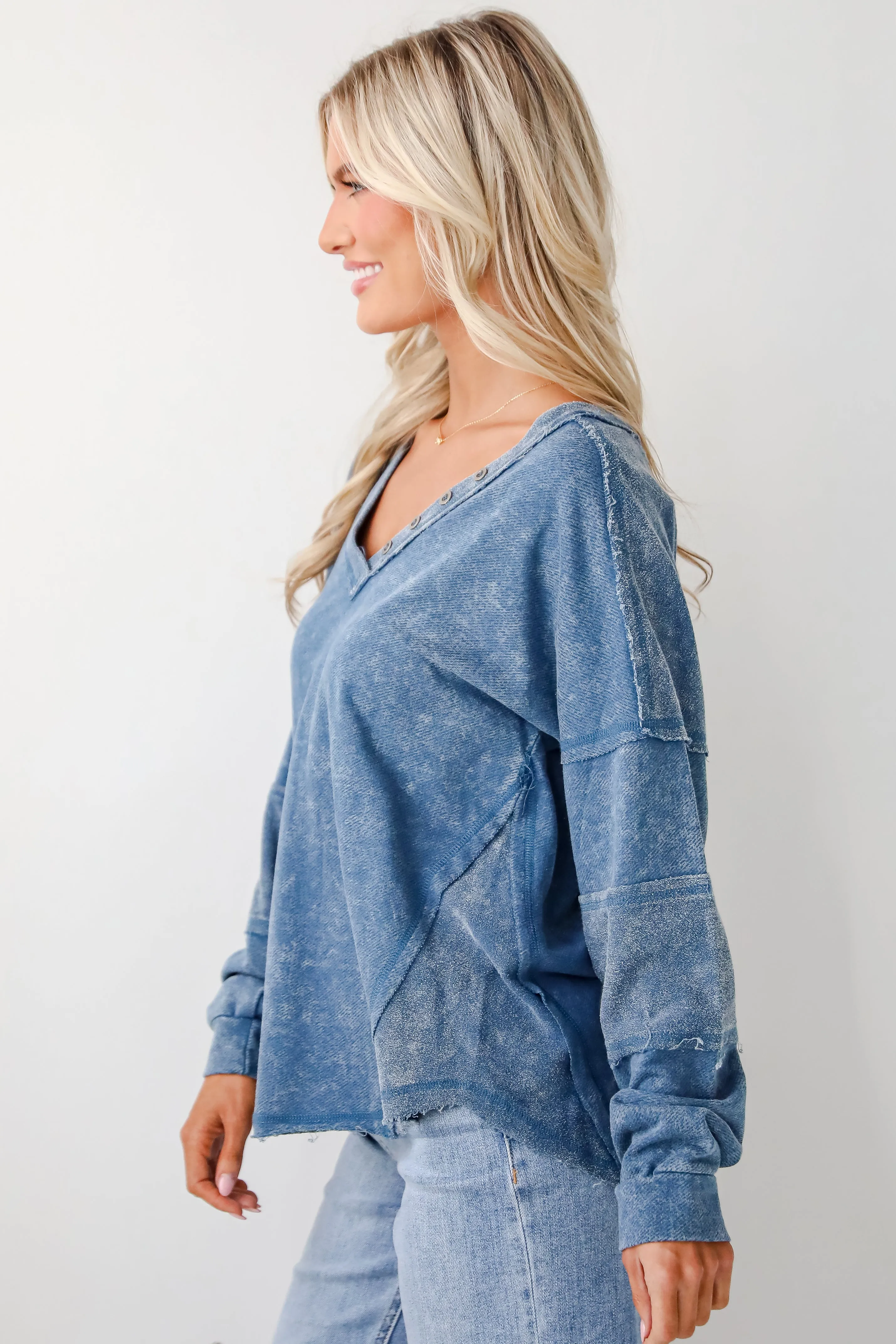 FINAL SALE - Amazing Memories Denim Knit Top - DOORBUSTER