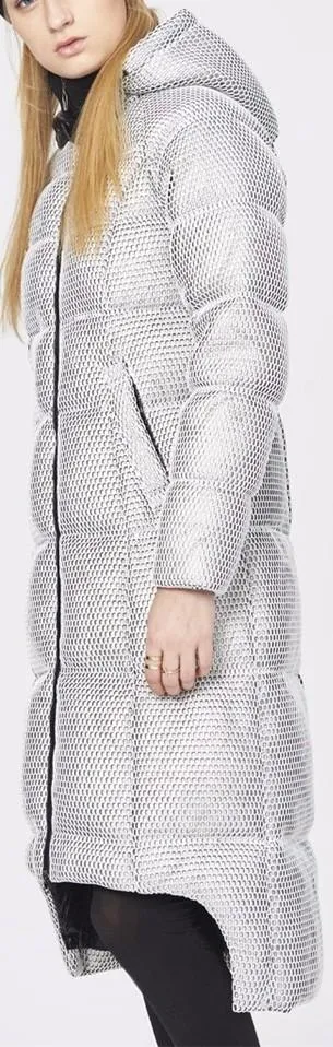Honeycomb-Mesh Puffer Down Coat