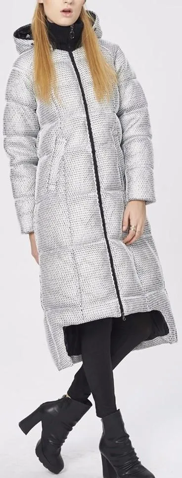 Honeycomb-Mesh Puffer Down Coat
