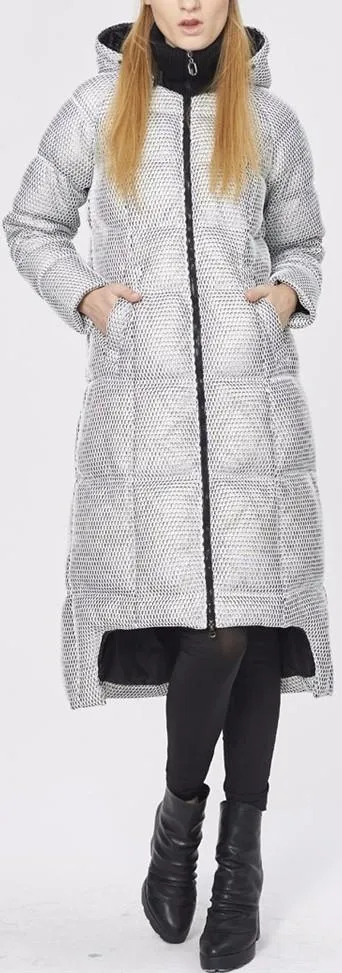 Honeycomb-Mesh Puffer Down Coat