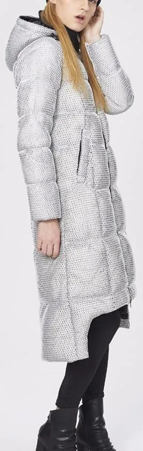 Honeycomb-Mesh Puffer Down Coat