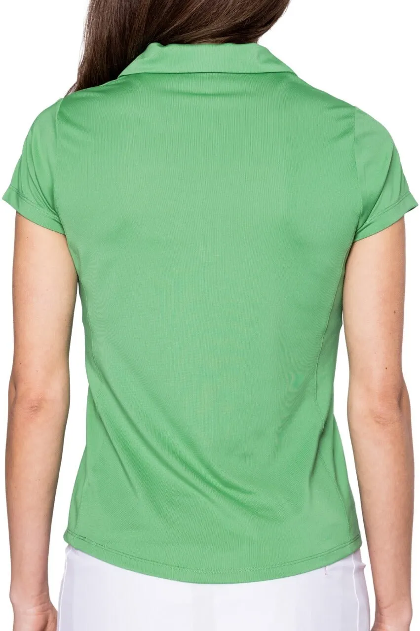Kelly Green/White Short Sleeve Zip Polo