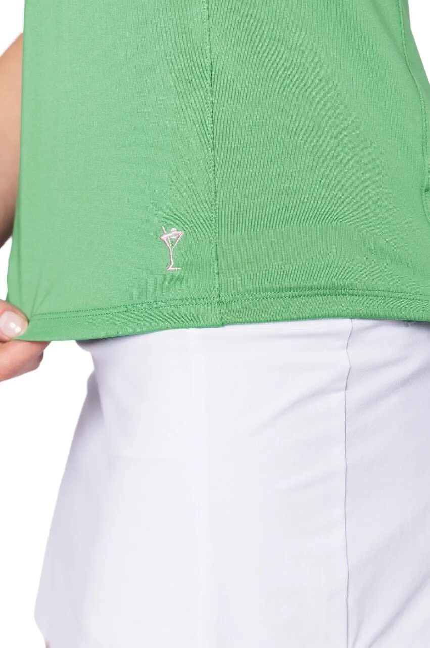 Kelly Green/White Short Sleeve Zip Polo