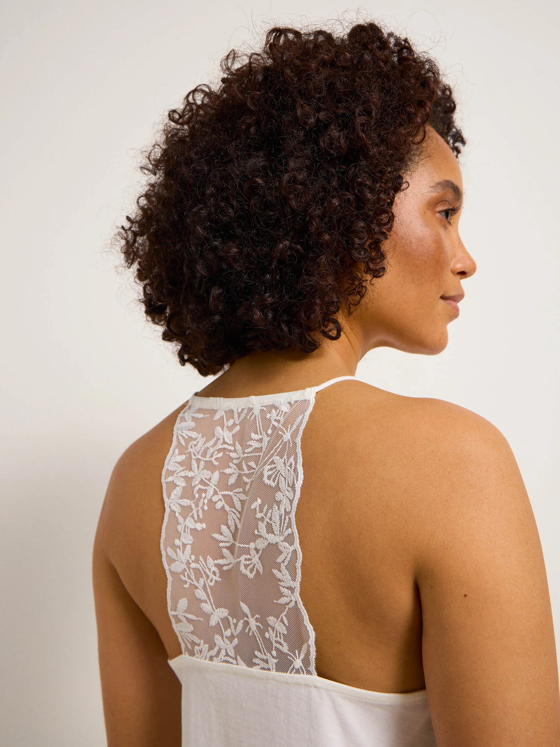 Lanius Top GOTS mit Spitze off white
