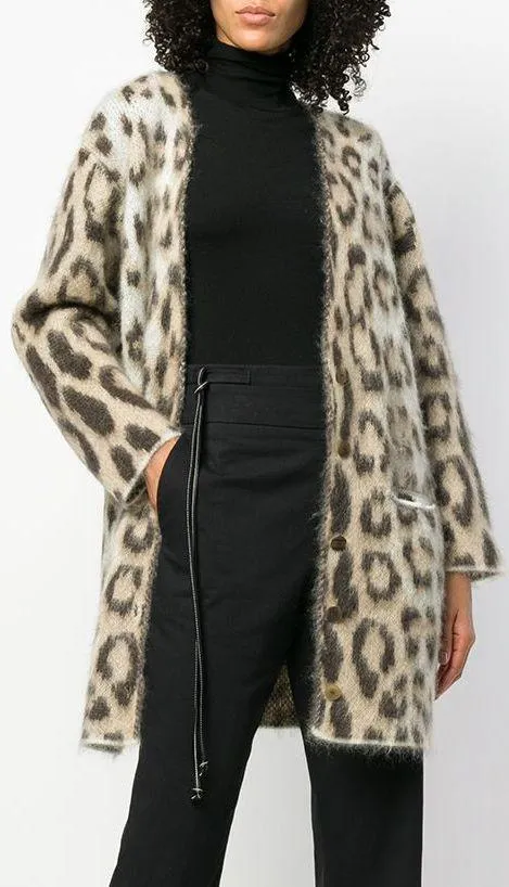 Leopard Print V-Neck Cardigan
