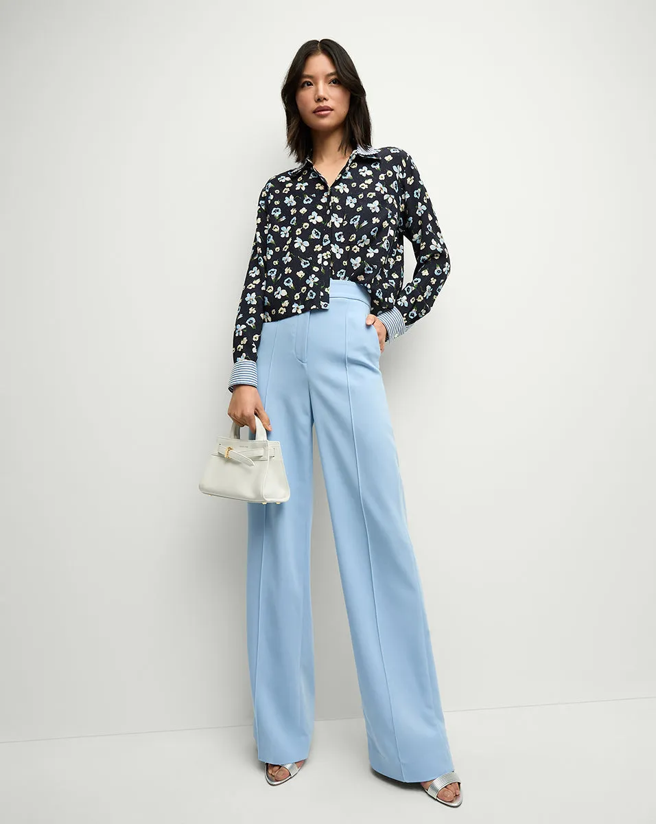 Maia Floral Silk Double-Collar Shirt