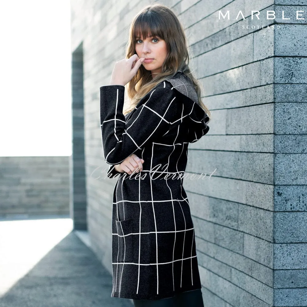 Marble Long-line Cardigan – Style 5919-101 (Black / White)