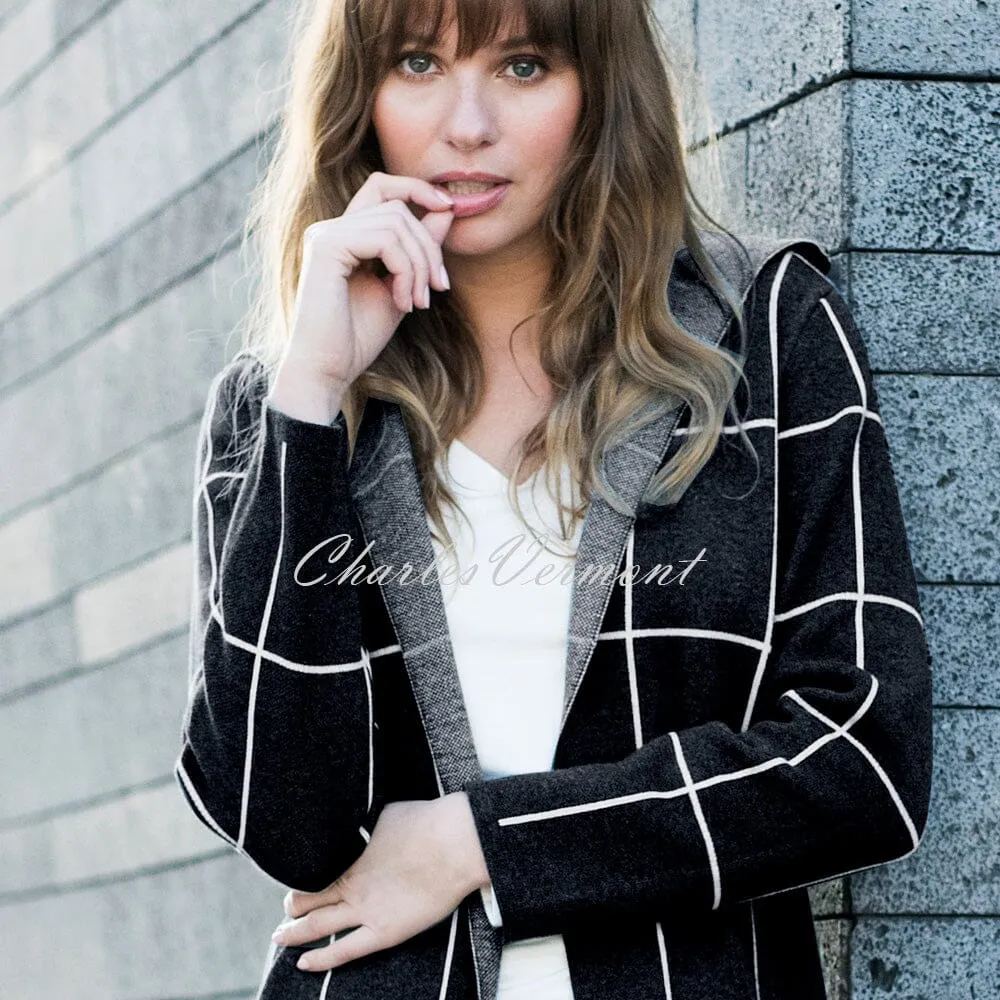 Marble Long-line Cardigan – Style 5919-101 (Black / White)