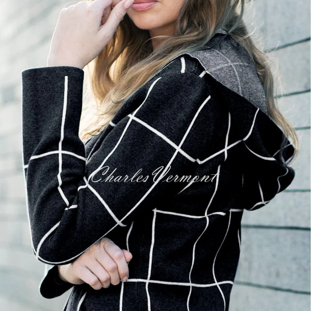 Marble Long-line Cardigan – Style 5919-101 (Black / White)