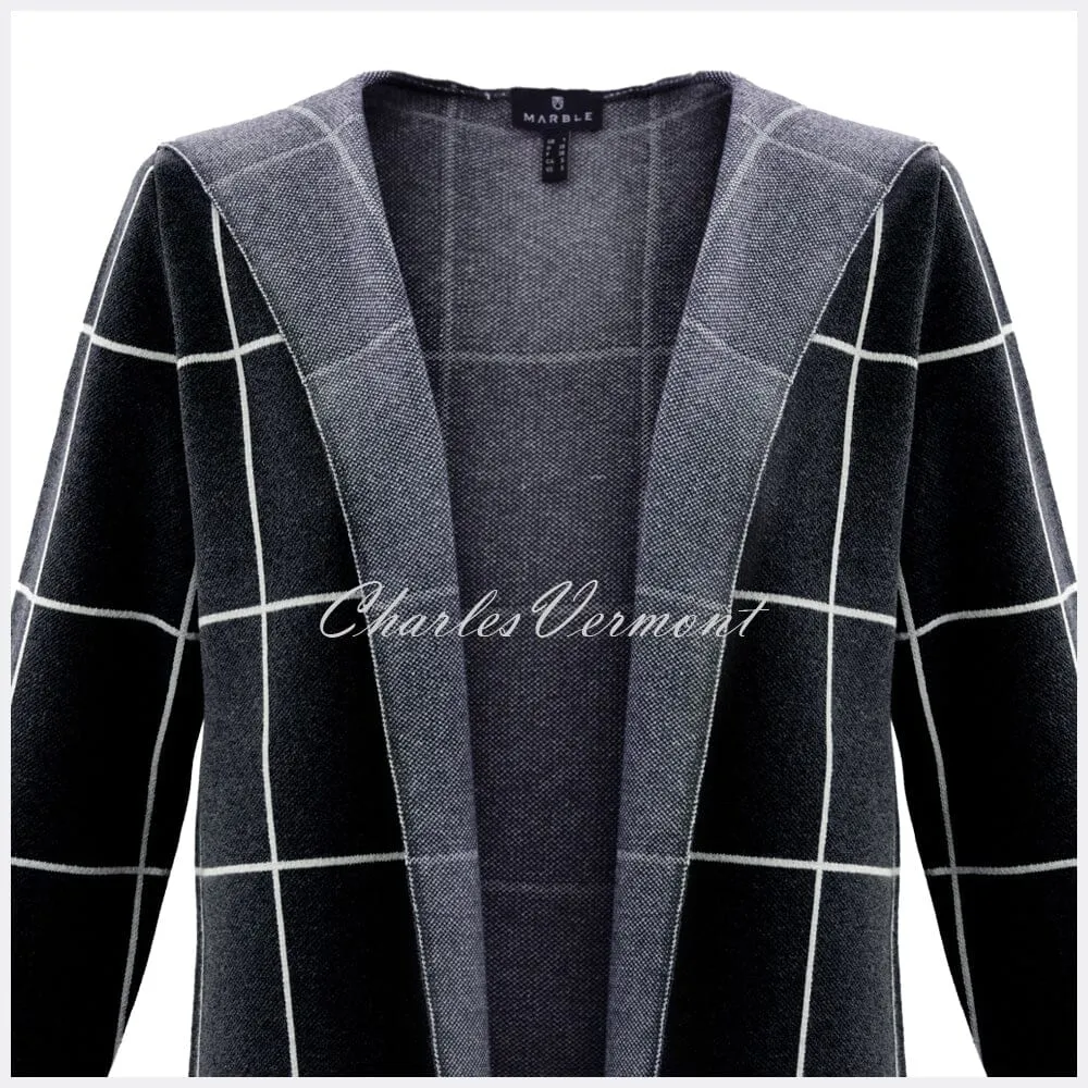 Marble Long-line Cardigan – Style 5919-101 (Black / White)