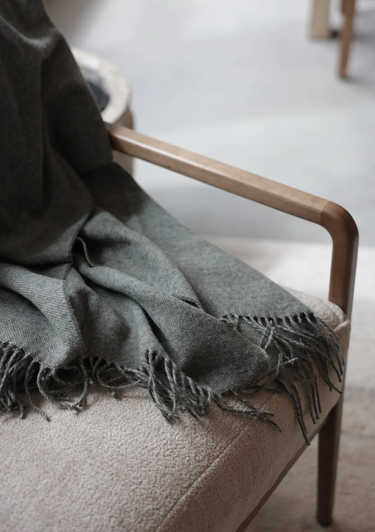 Merino Wool Throw - Olive