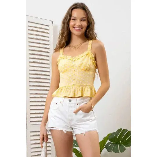 Ruffle Trim Woven Top