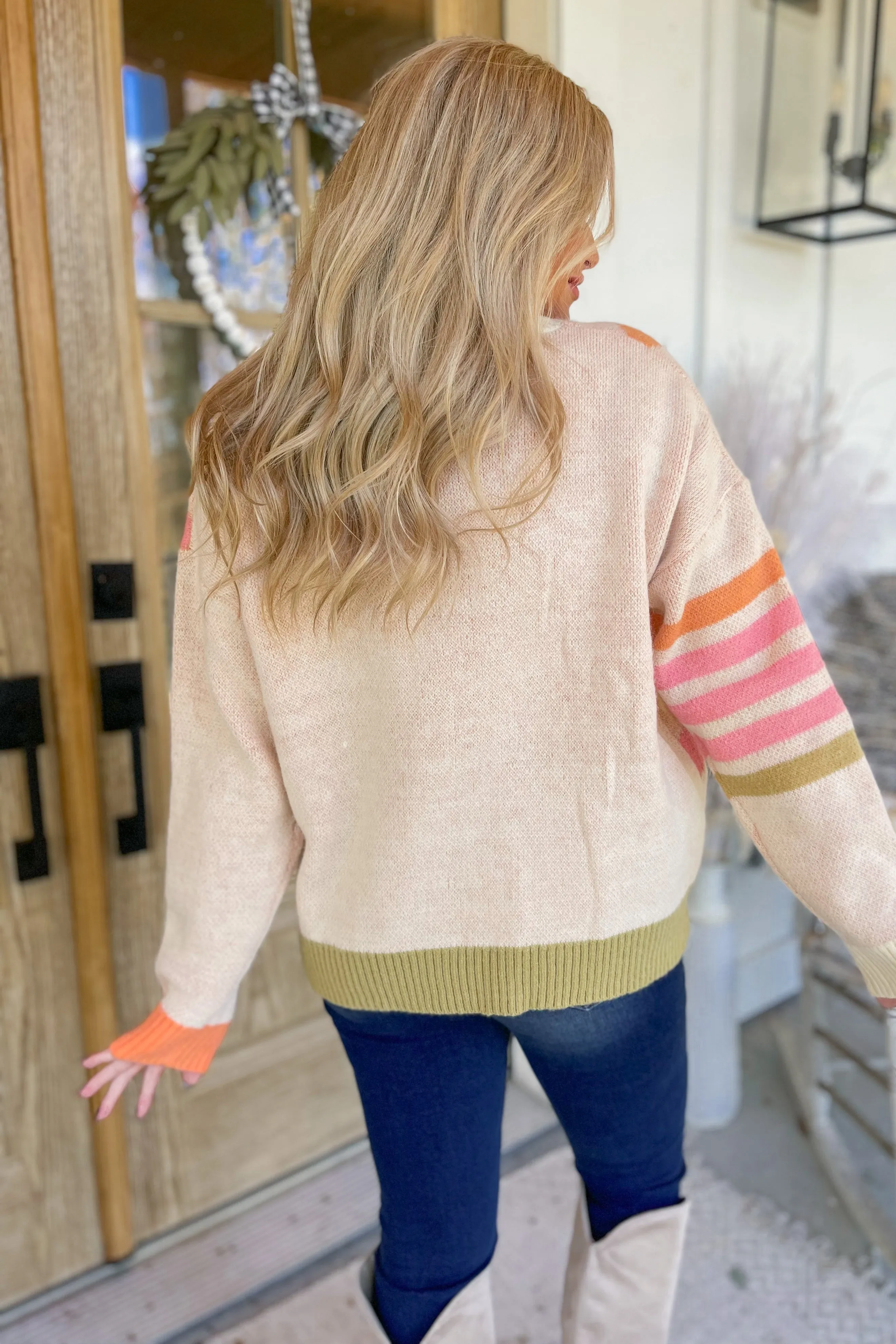 Star Style Patterned Knit Long Sleeve Pullover Sweater