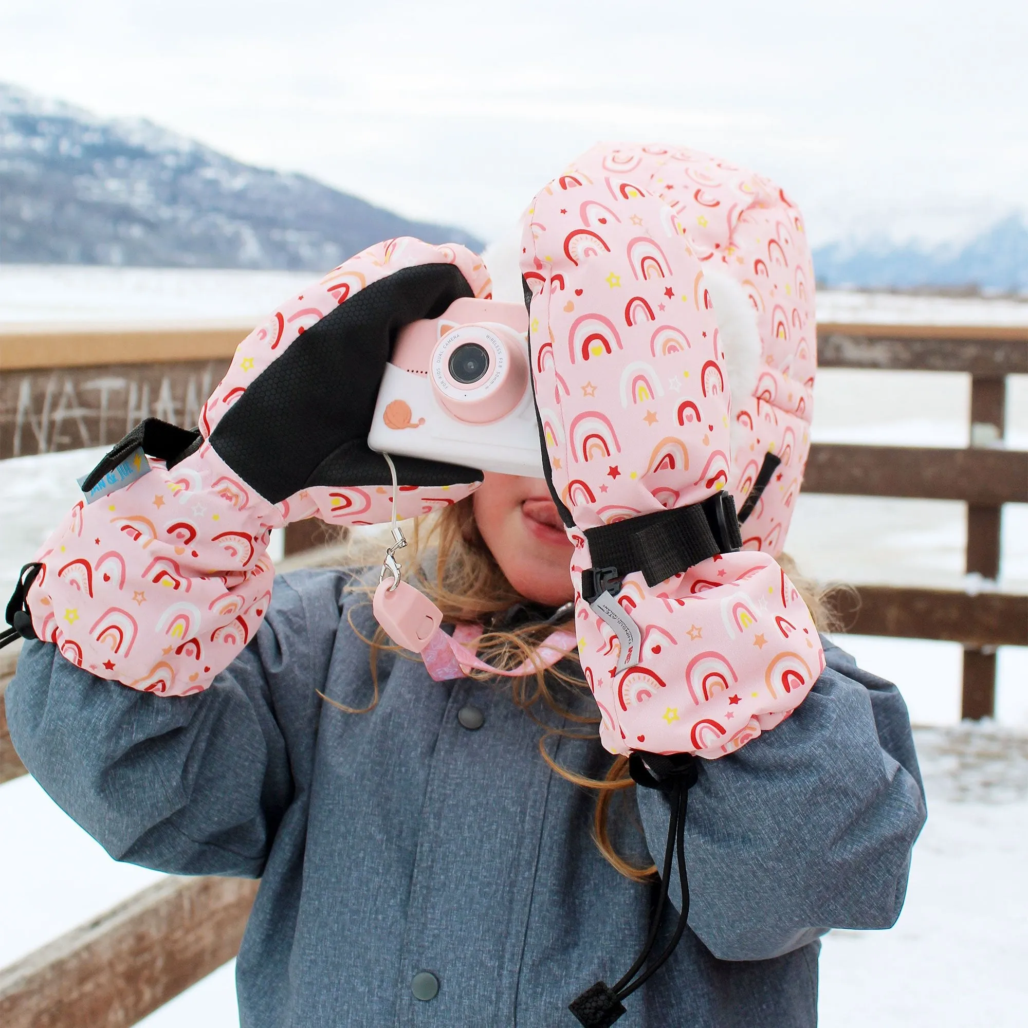 Toasty-Dry Waterproof Snow Mitten: Pink Rainbow