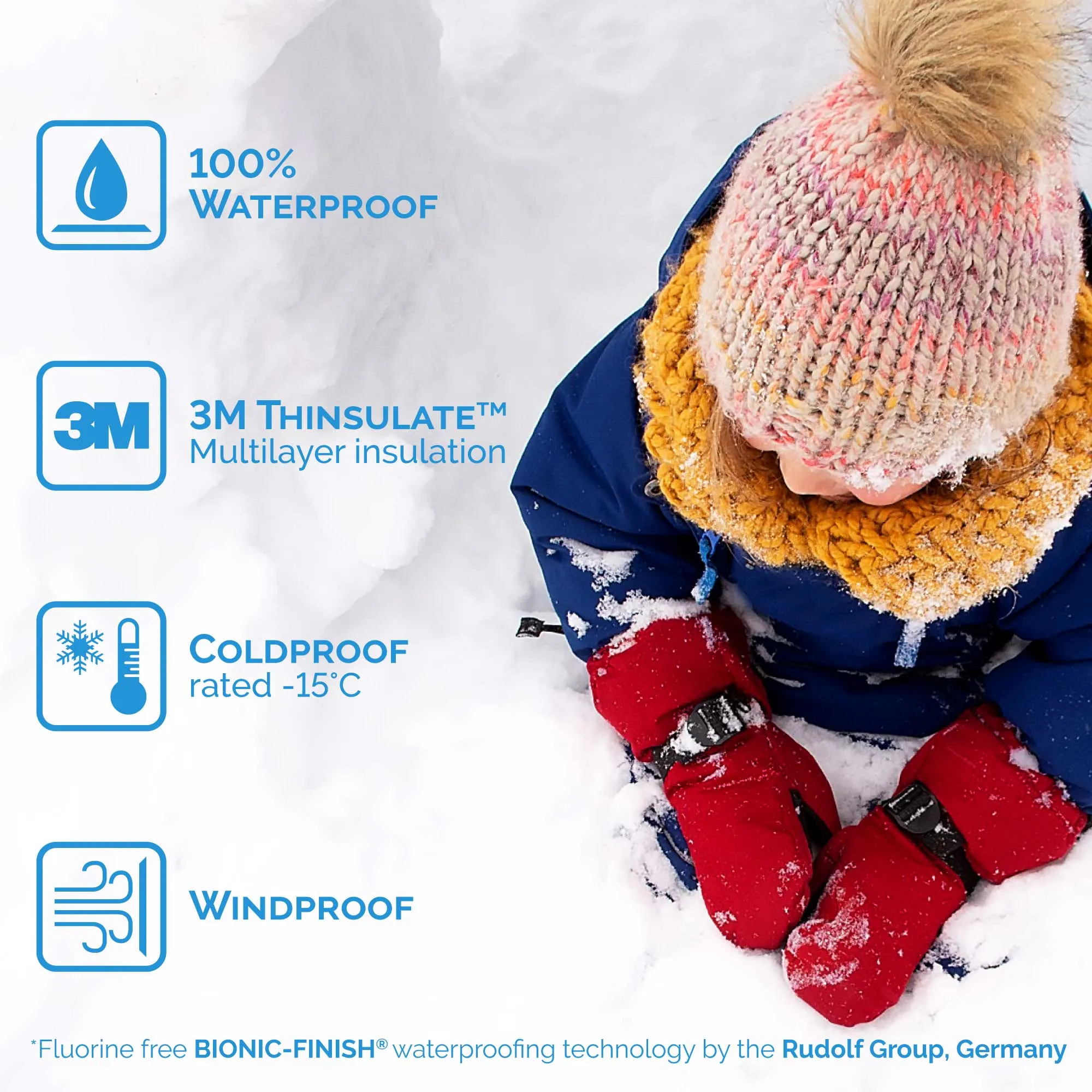Toasty-Dry Waterproof Snow Mitten: Pink Rainbow