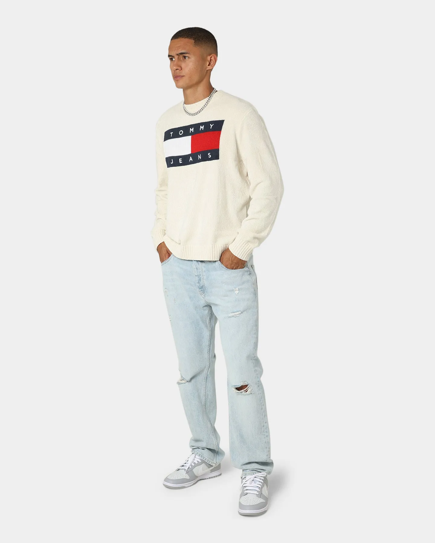 Tommy Jeans Tommy Flag Sweater Ivory