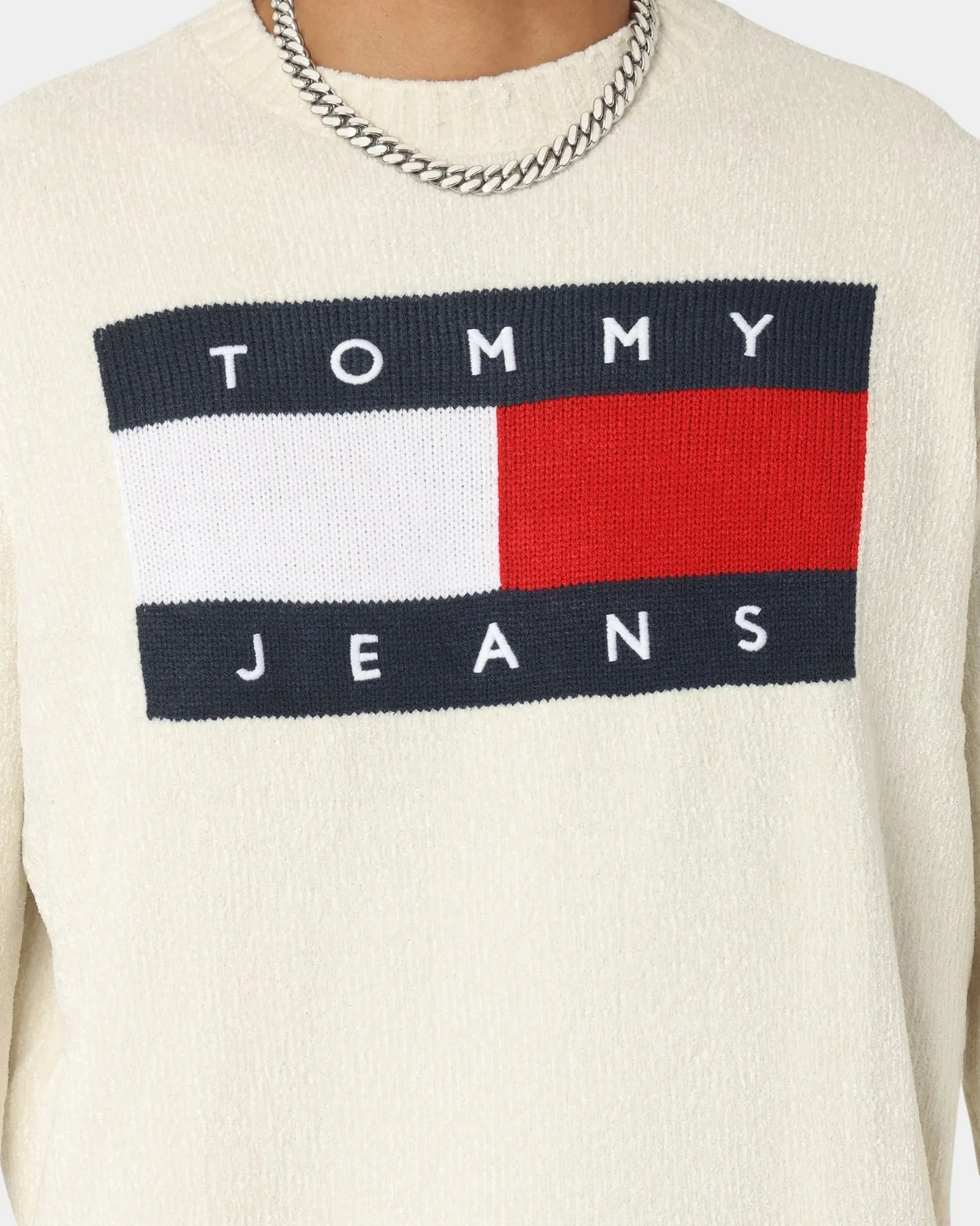 Tommy Jeans Tommy Flag Sweater Ivory