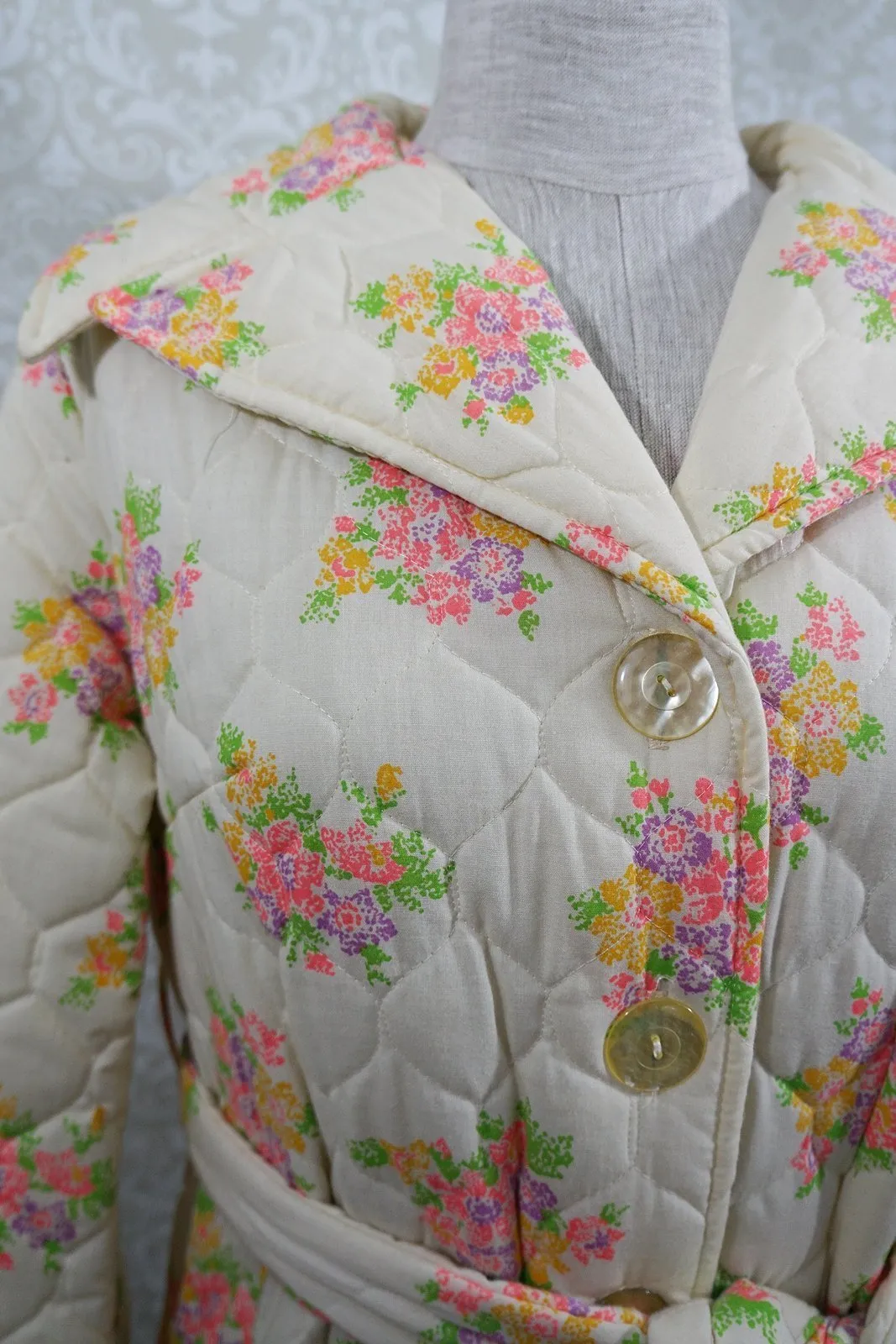 Vintage Quilted Floral Robe