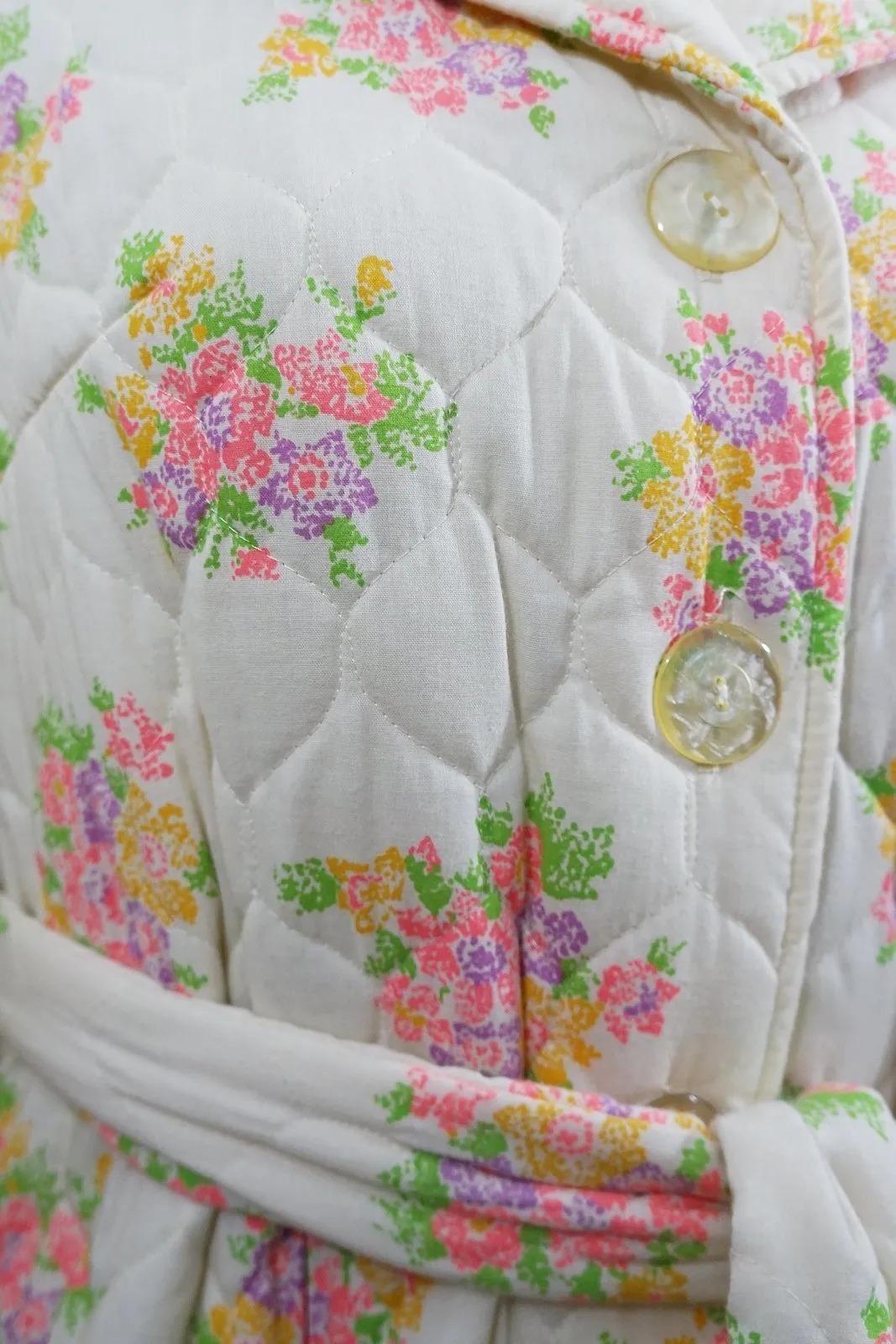 Vintage Quilted Floral Robe