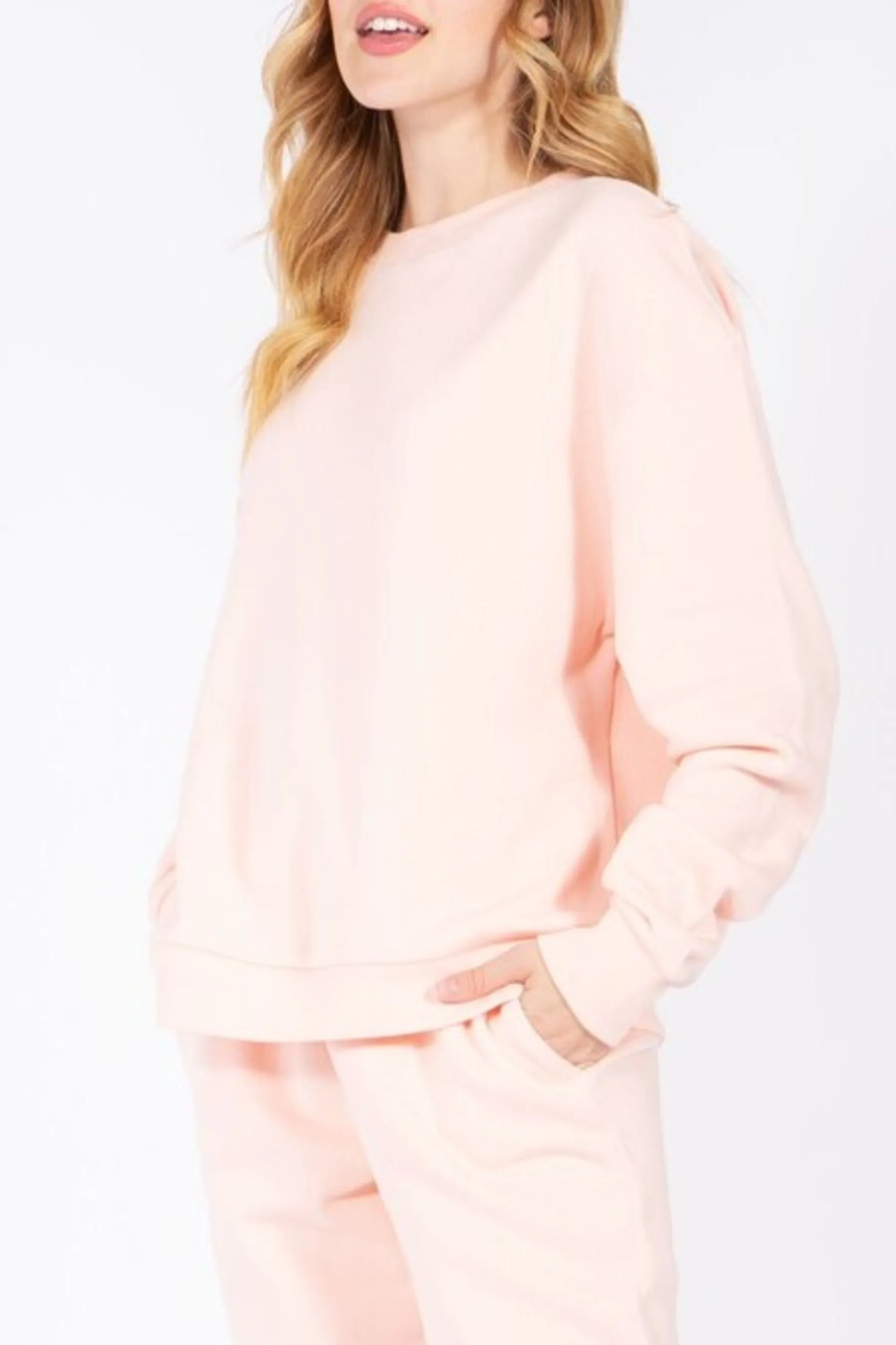 Women's Oversized Crewneck Fleece Pullover Sweatshirt