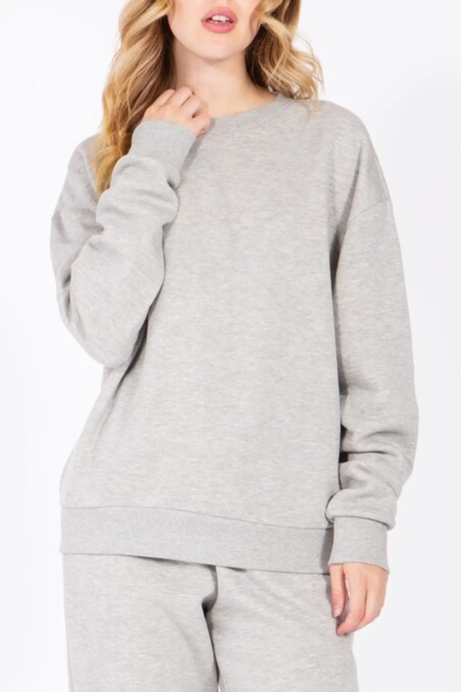 Women's Oversized Crewneck Fleece Pullover Sweatshirt