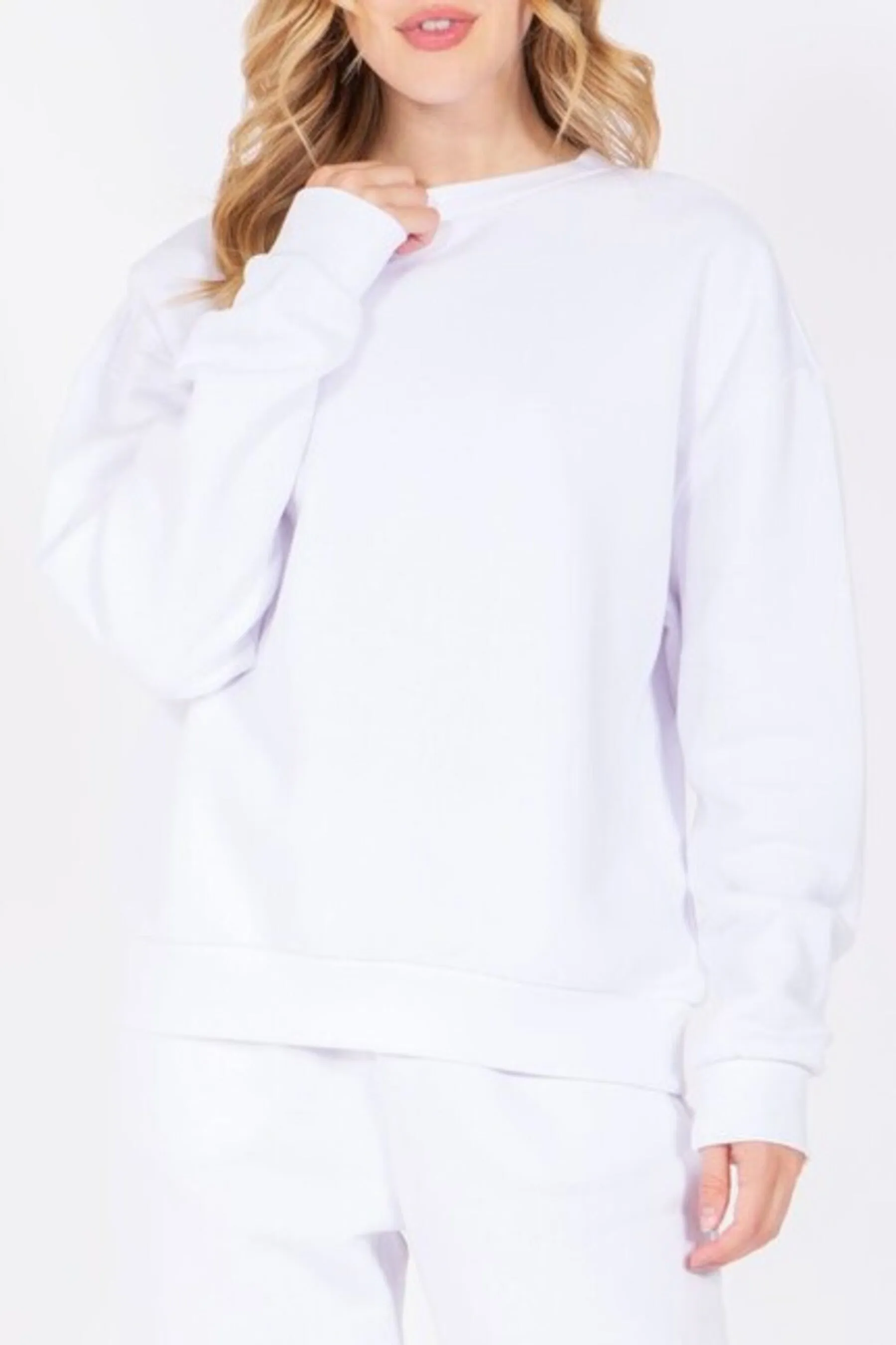 Women's Oversized Crewneck Fleece Pullover Sweatshirt