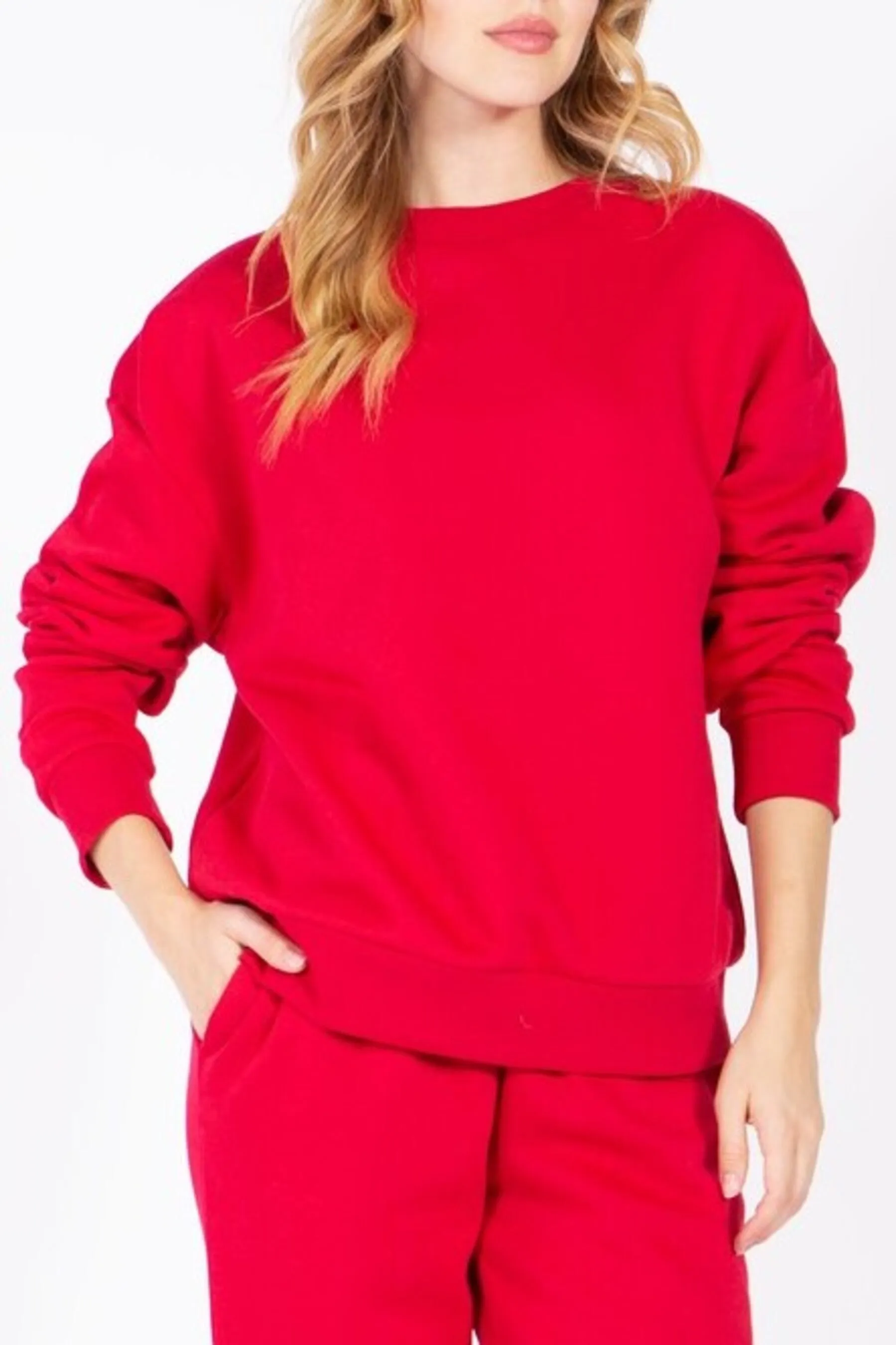 Women's Oversized Crewneck Fleece Pullover Sweatshirt