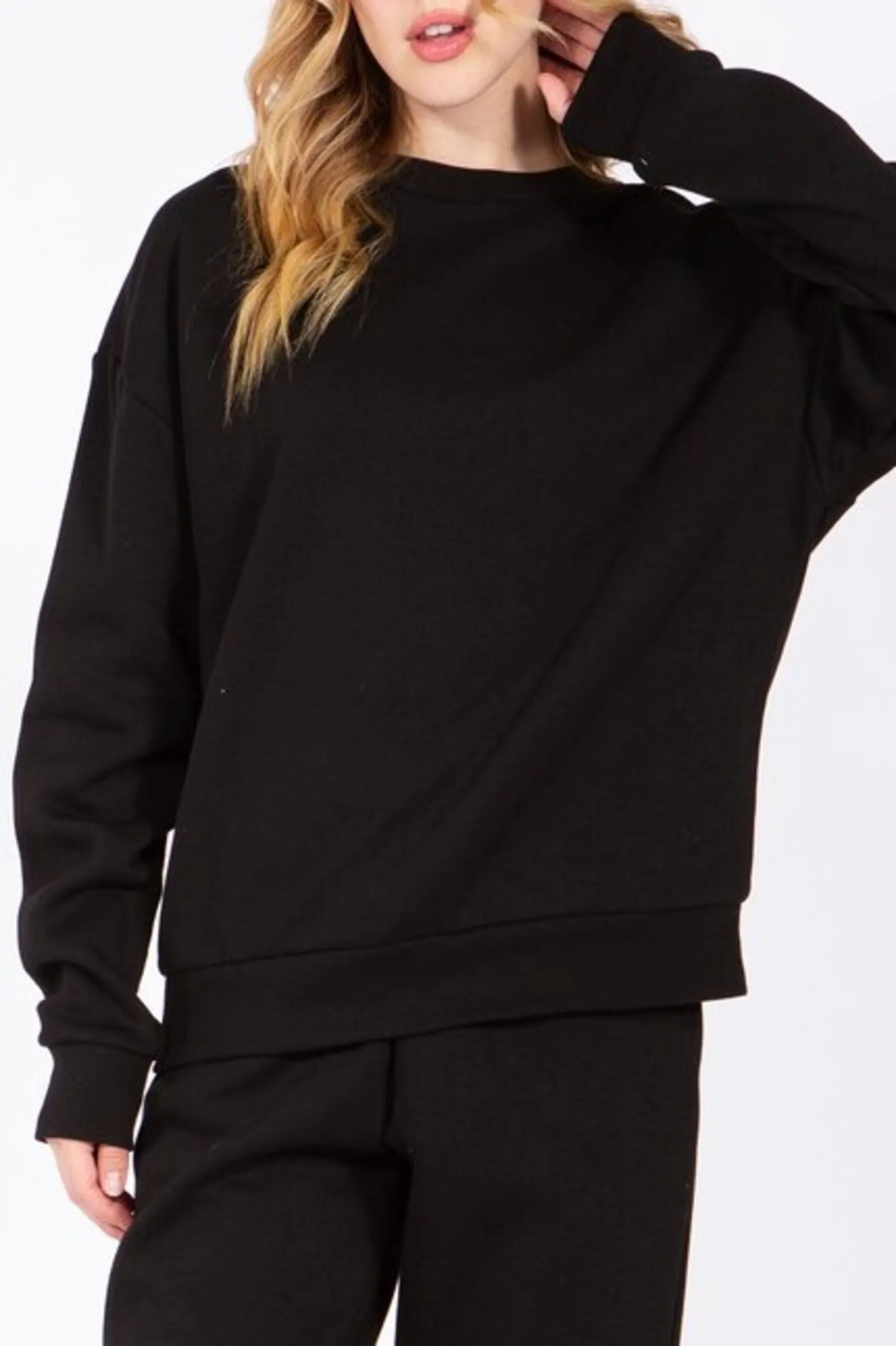 Women's Oversized Crewneck Fleece Pullover Sweatshirt