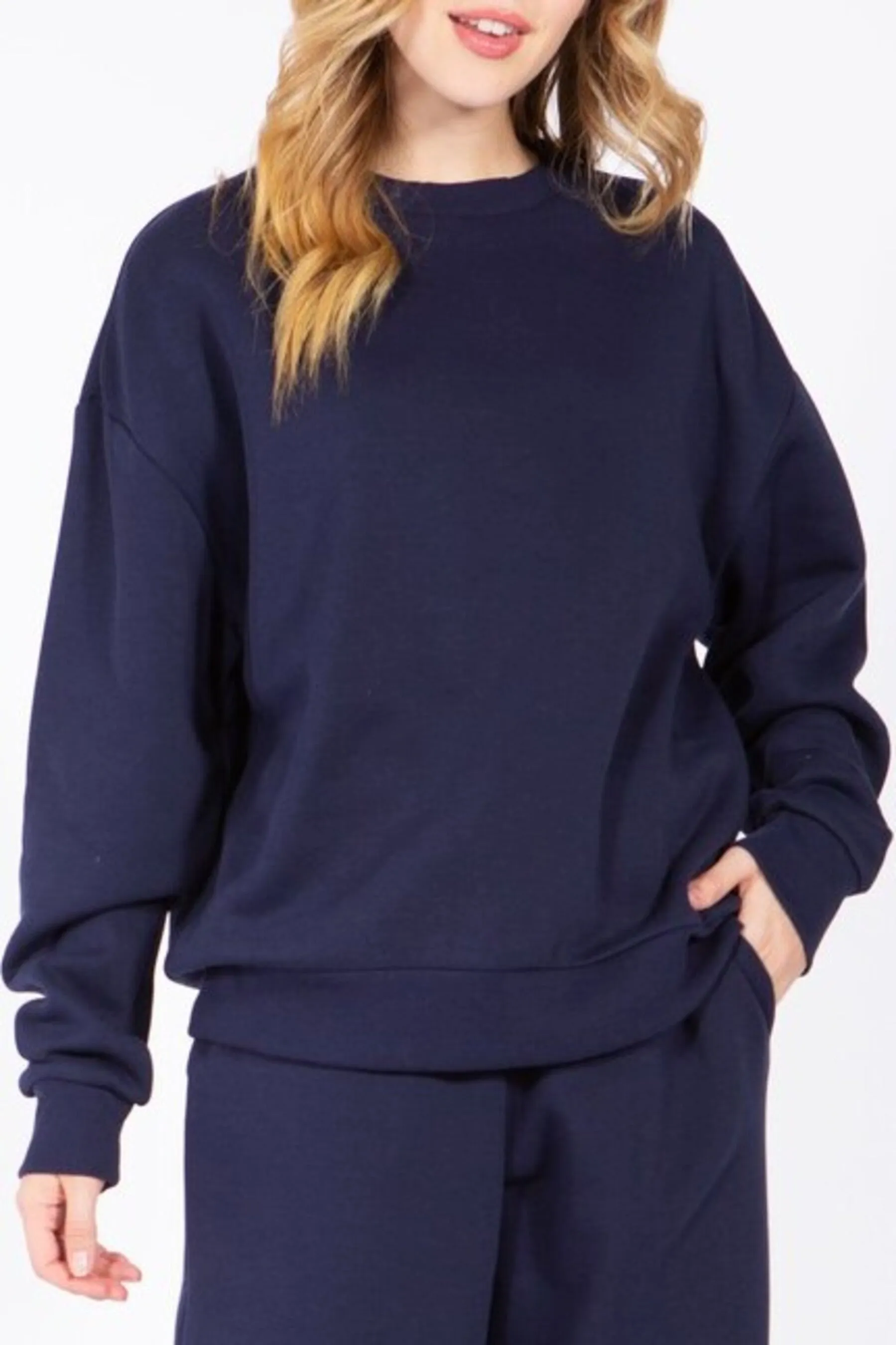 Women's Oversized Crewneck Fleece Pullover Sweatshirt