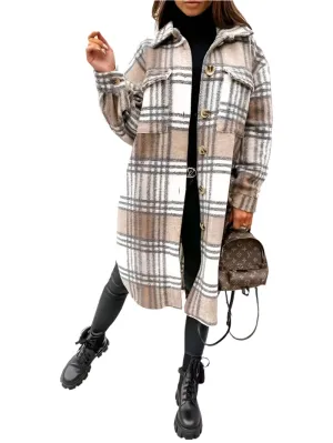 Women's Plaid Wool Trench Coat