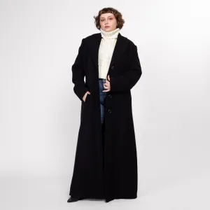 XL 90s Black Wool Knit Maxi Overcoat
